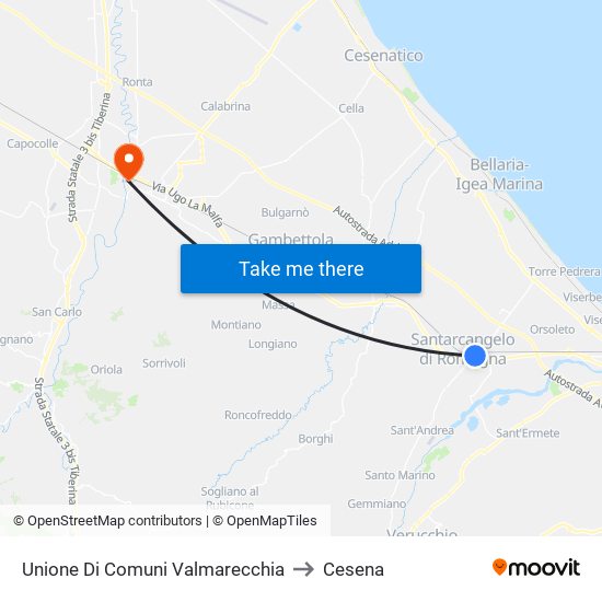 Unione Di Comuni Valmarecchia to Cesena map