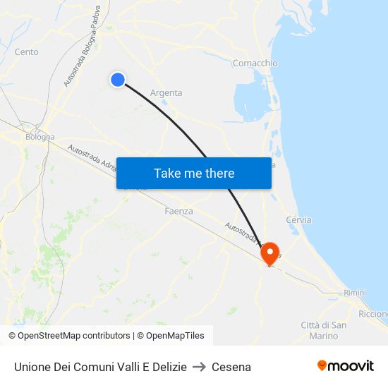 Unione Dei Comuni Valli E Delizie to Cesena map