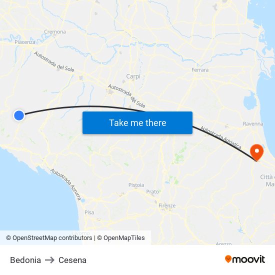 Bedonia to Cesena map