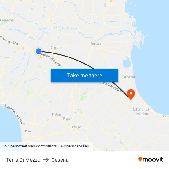 Terra Di Mezzo to Cesena map