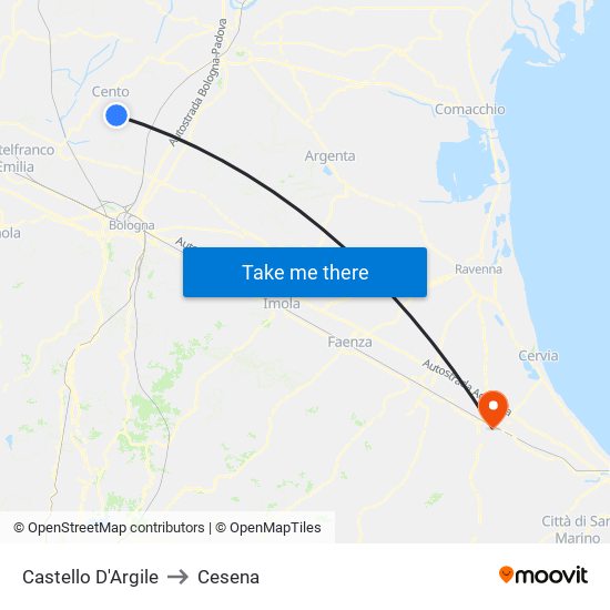 Castello D'Argile to Cesena map
