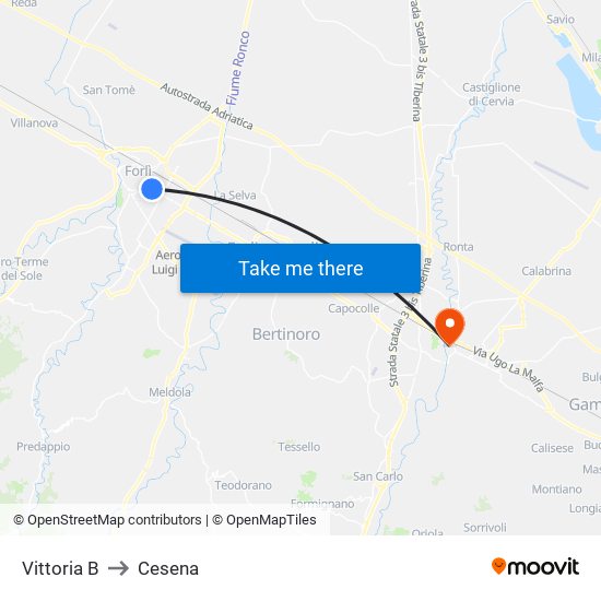 Vittoria B to Cesena map