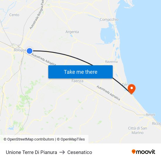 Unione Terre Di Pianura to Cesenatico map