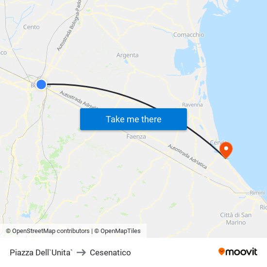 Piazza Dell`Unita` to Cesenatico map