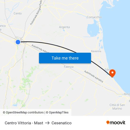 Centro Vittoria - Mast to Cesenatico map