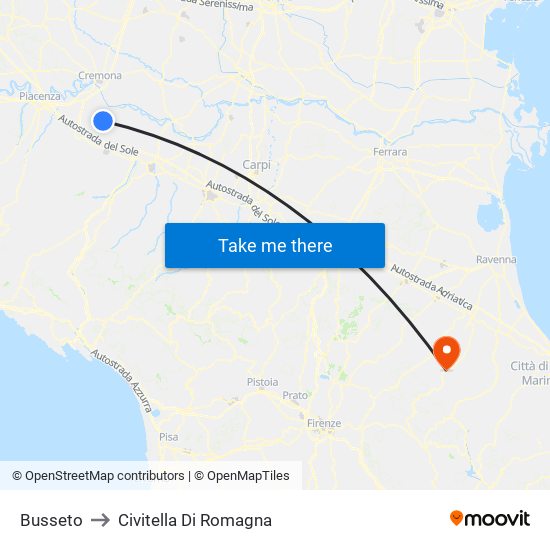 Busseto to Civitella Di Romagna map