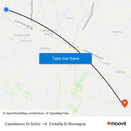 Castelnovo Di Sotto to Civitella Di Romagna map