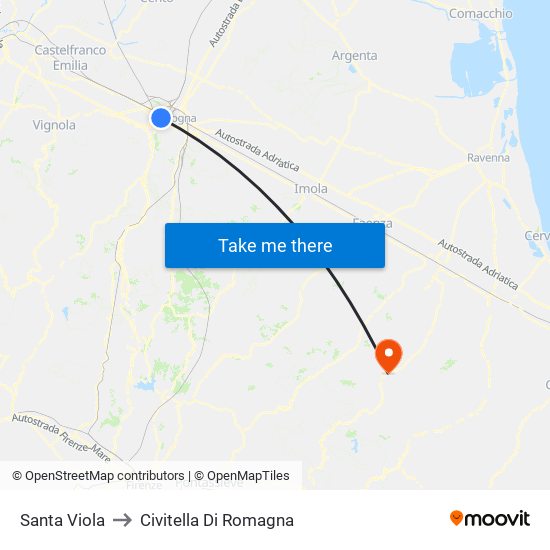 Santa Viola to Civitella Di Romagna map