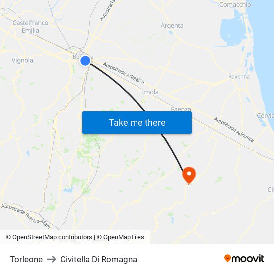 Torleone to Civitella Di Romagna map