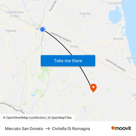 Mercato San Donato to Civitella Di Romagna map