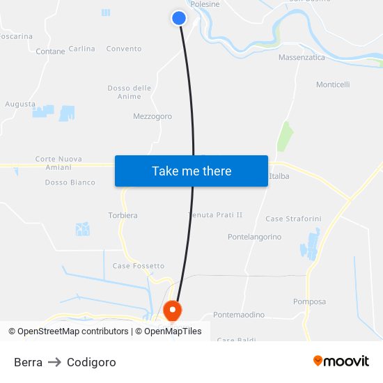 Berra to Codigoro map