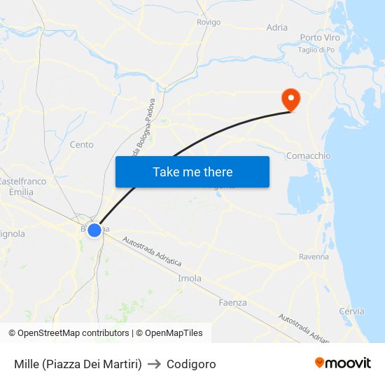 Mille (Piazza Dei Martiri) to Codigoro map