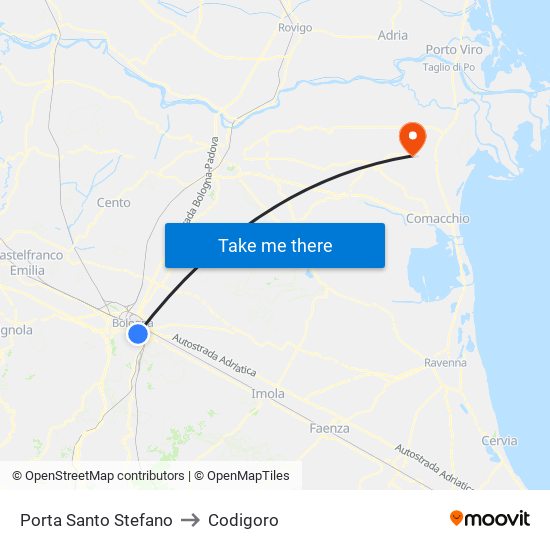 Porta Santo Stefano to Codigoro map