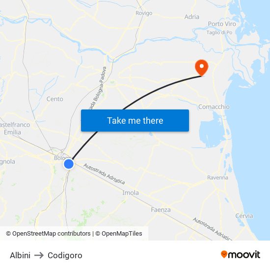 Albini to Codigoro map