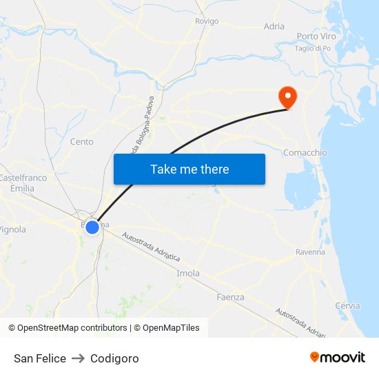 San Felice to Codigoro map