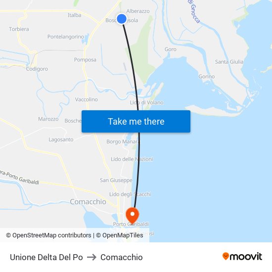 Unione Delta Del Po to Comacchio map