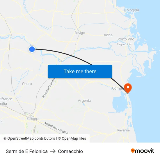 Sermide E Felonica to Comacchio map