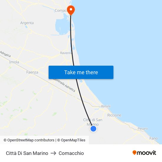 Città Di San Marino to Comacchio map