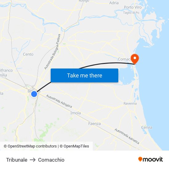 Tribunale to Comacchio map