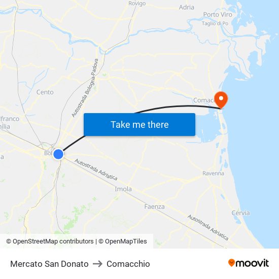 Mercato San Donato to Comacchio map