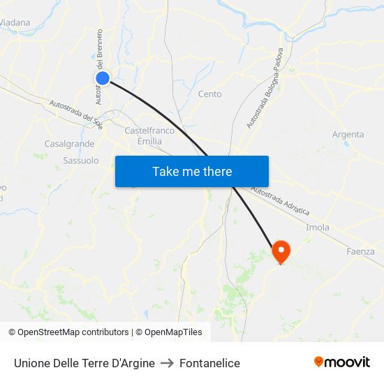 Unione Delle Terre D'Argine to Fontanelice map