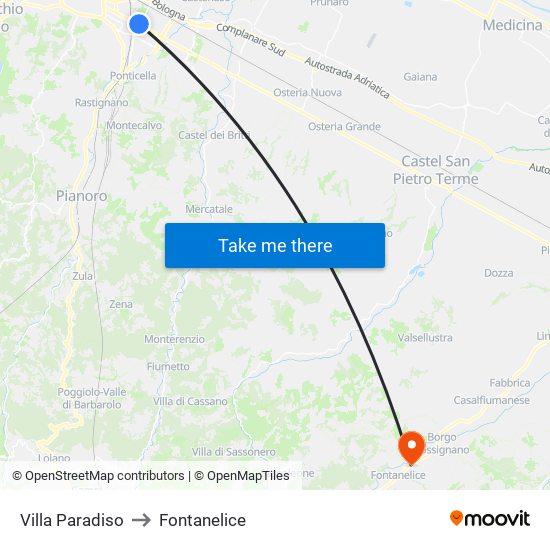 Villa Paradiso to Fontanelice map