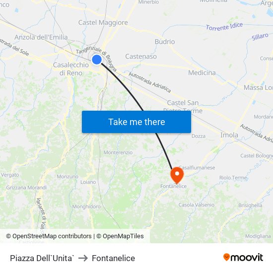 Piazza Dell`Unita` to Fontanelice map