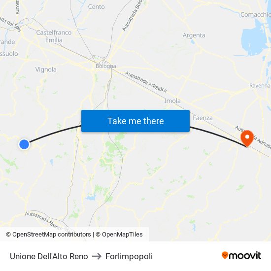 Unione Dell'Alto Reno to Forlimpopoli map