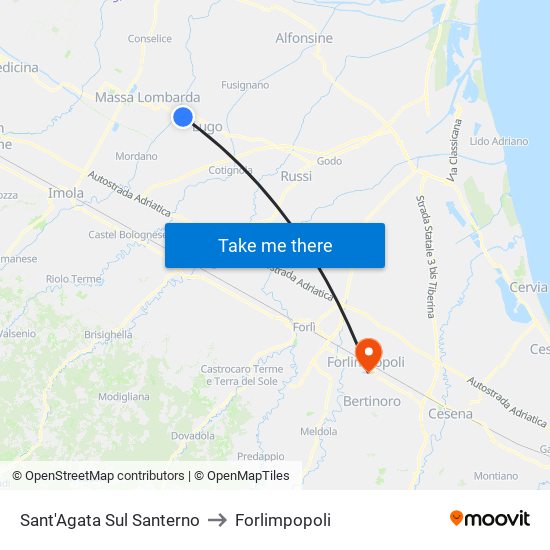 Sant'Agata Sul Santerno to Forlimpopoli map