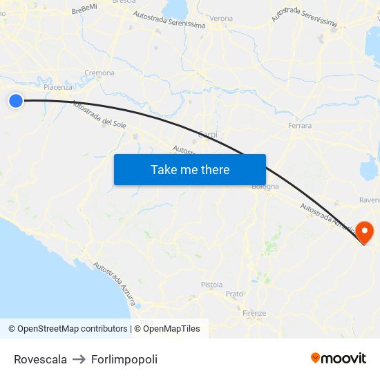 Rovescala to Forlimpopoli map