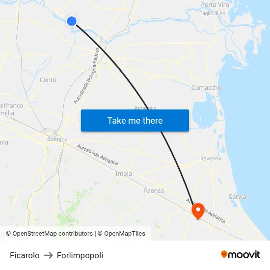 Ficarolo to Forlimpopoli map