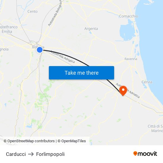 Carducci to Forlimpopoli map