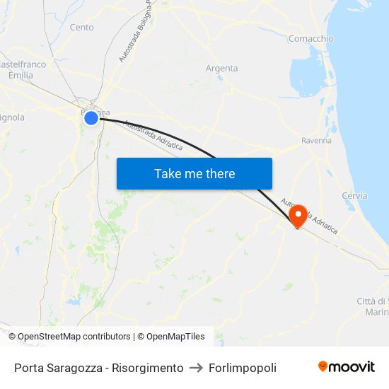 Porta Saragozza - Risorgimento to Forlimpopoli map