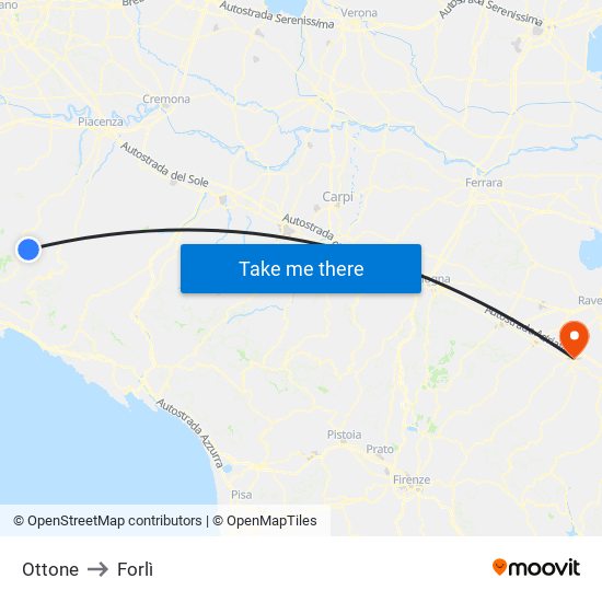 Ottone to Forlì map