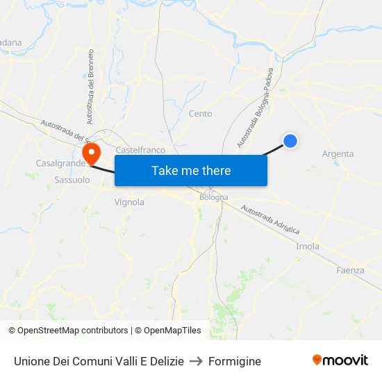 Unione Dei Comuni Valli E Delizie to Formigine map