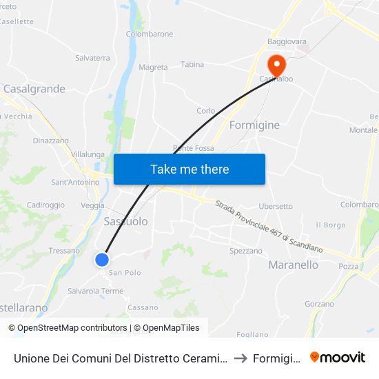 Unione Dei Comuni Del Distretto Ceramico to Formigine map
