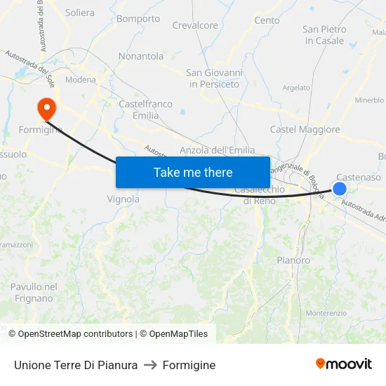 Unione Terre Di Pianura to Formigine map