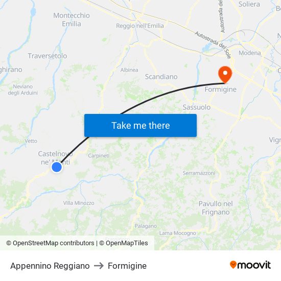 Appennino Reggiano to Formigine map