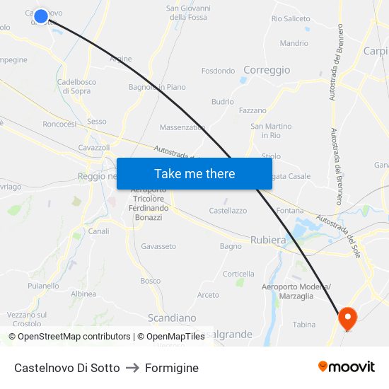 Castelnovo Di Sotto to Formigine map