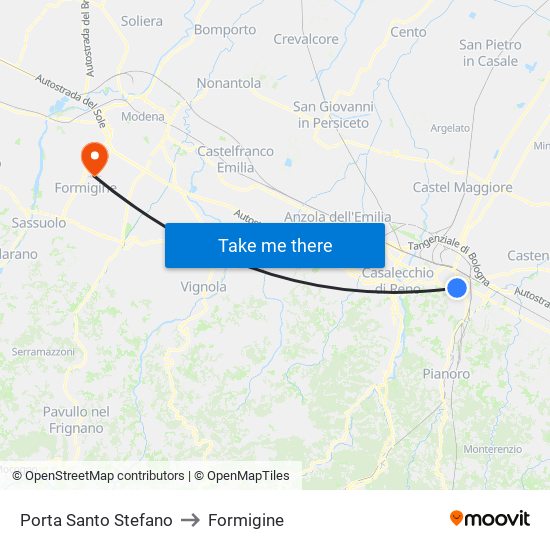 Porta Santo Stefano to Formigine map