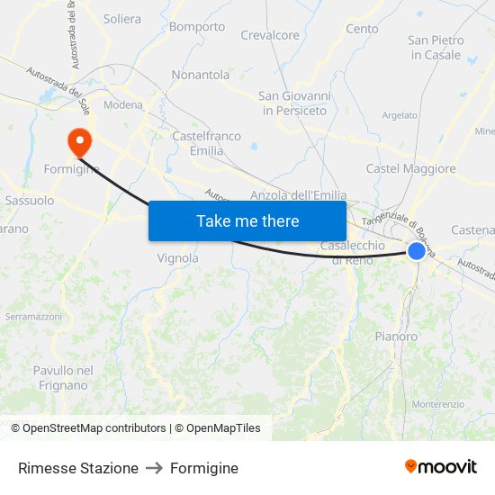 Rimesse Stazione to Formigine map