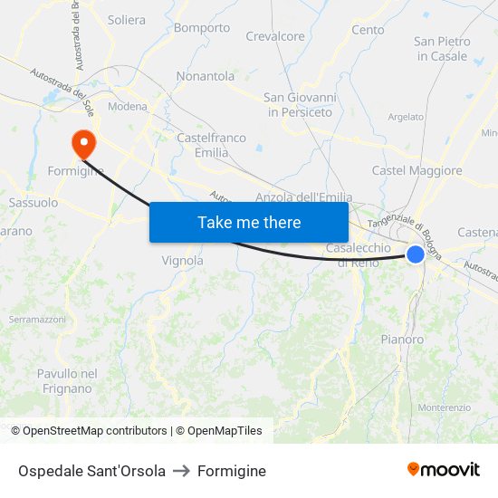 Ospedale Sant'Orsola to Formigine map