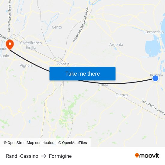 Randi-Cassino to Formigine map