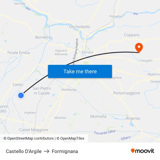 Castello D'Argile to Formignana map