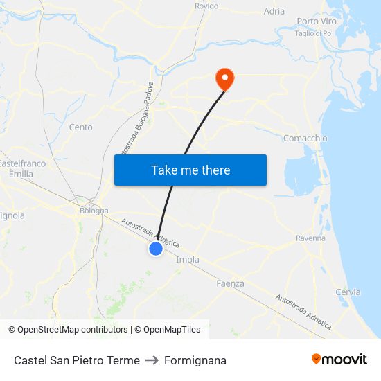 Castel San Pietro Terme to Formignana map