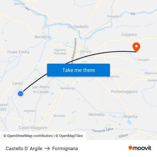 Castello D' Argile to Formignana map