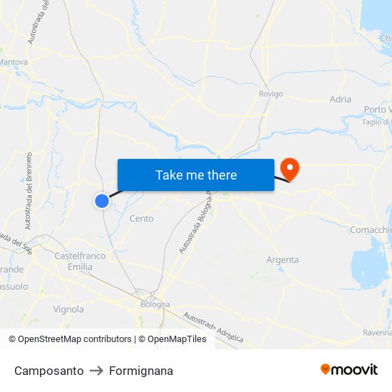 Camposanto to Formignana map