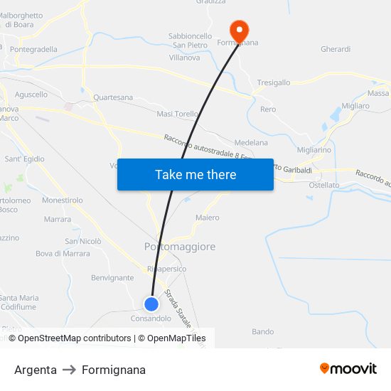 Argenta to Formignana map