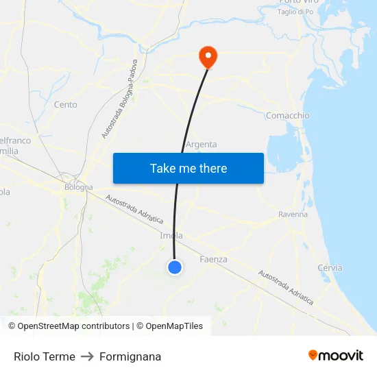 Riolo Terme to Formignana map