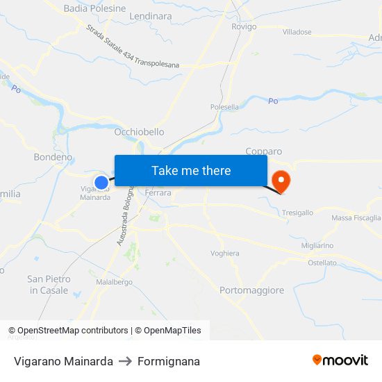 Vigarano Mainarda to Formignana map